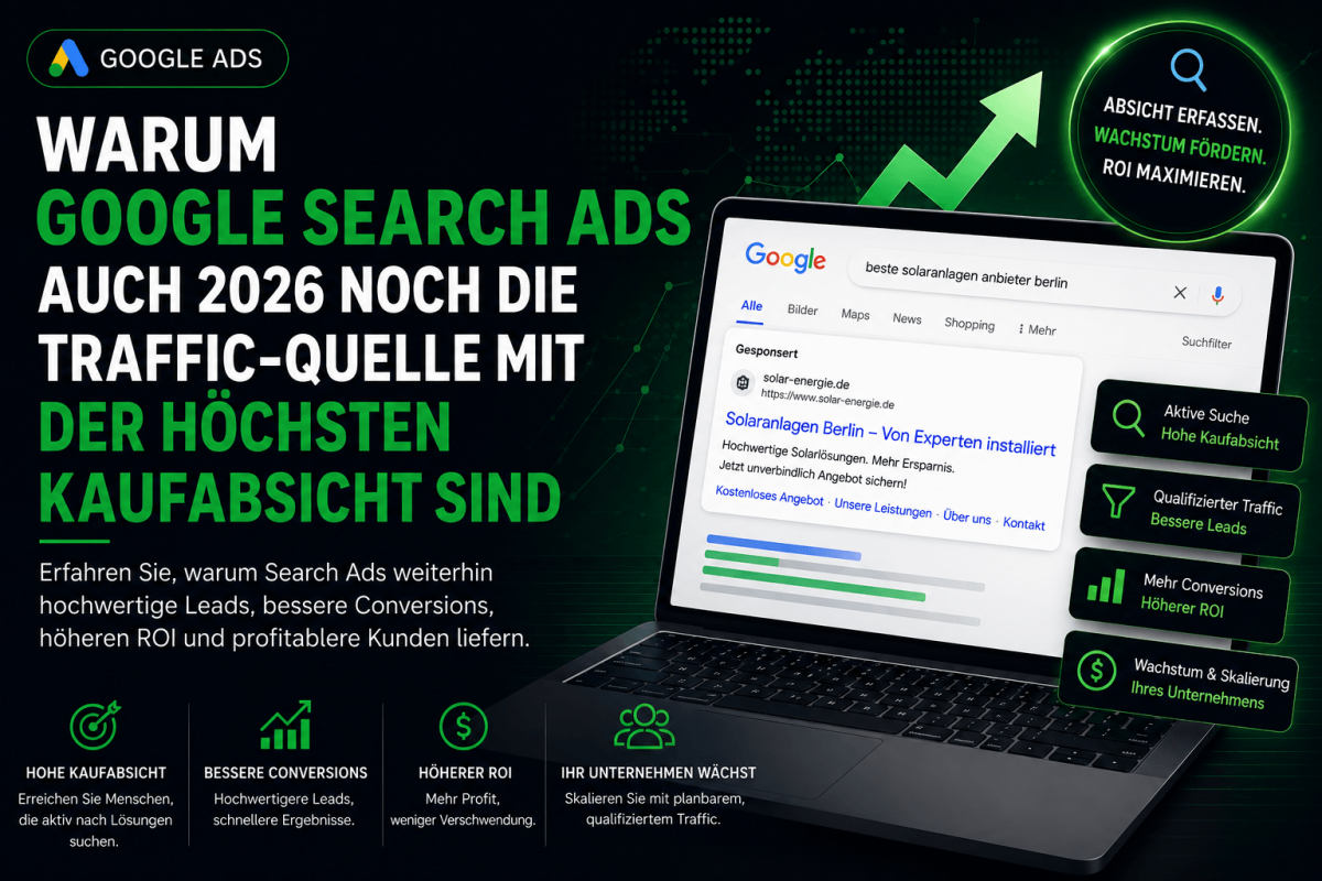 Warum Google Search Ads auch 2026 noch die Traffic-Quelle mit der höchsten Kaufabsicht sind 