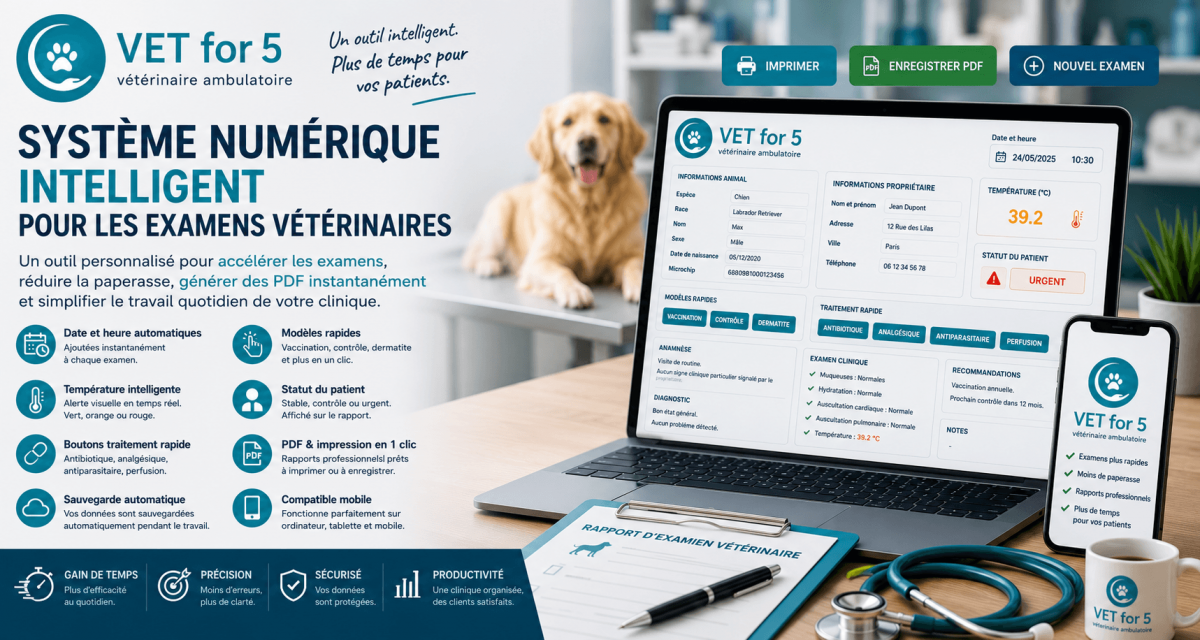 Comment j’ai créé un système numérique intelligent pour les examens vétérinaires pour Vet For 5 